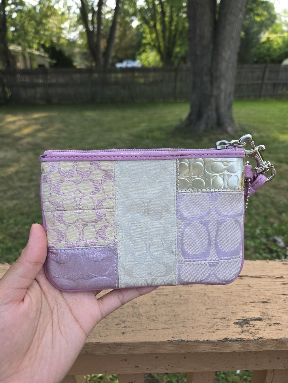 Coach Pink Purple Patchwork Wrislet - Picture 2 of 5